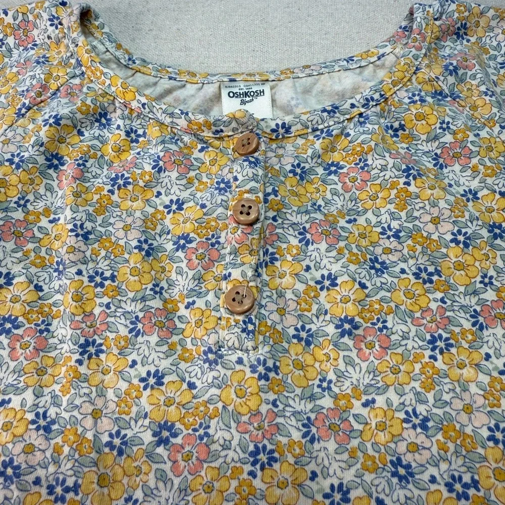 Oshkosh Girls Floral Top - Yellow and Blue - Size 4T